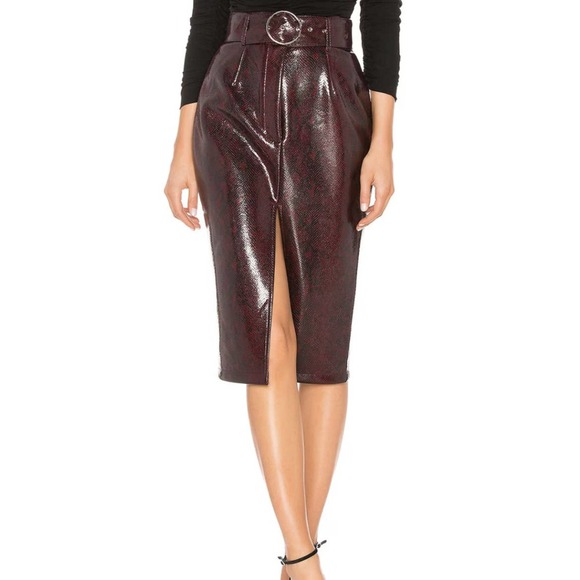 Atoir Dresses & Skirts - NEW Atoir Self Defined Skirt Black Burgundy Python Womens US 4 Pencil Belt